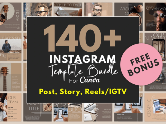 140 Instagram Boost Bundle Canva Bundle