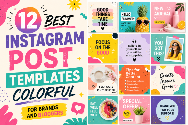 12 Best Instagram Post Templates Colorful for Brands and Bloggers