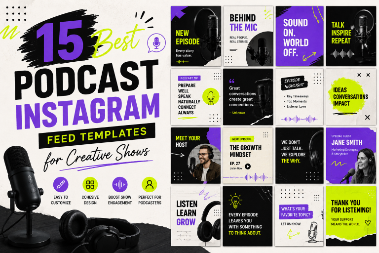 15 Best Podcast Instagram Feed Templates for Creative Shows