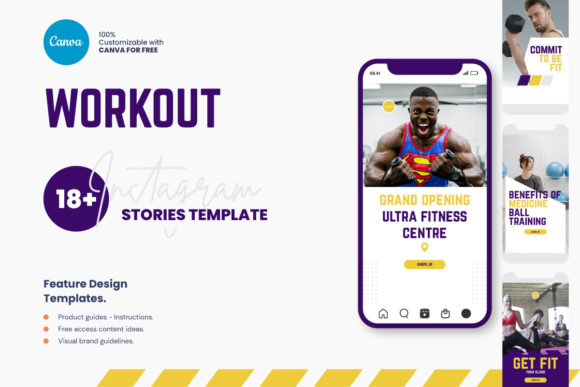 Fitness Instagram Story Template Canva Business