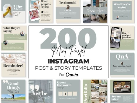 Instagram Canva Templates Mint Pastel