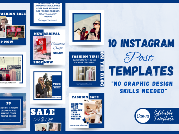 Instagram Post Templates for Canva -Blue