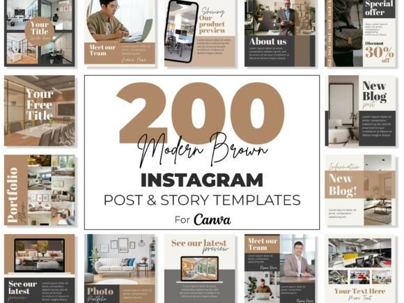 Modern Instagram Canva Template Brown